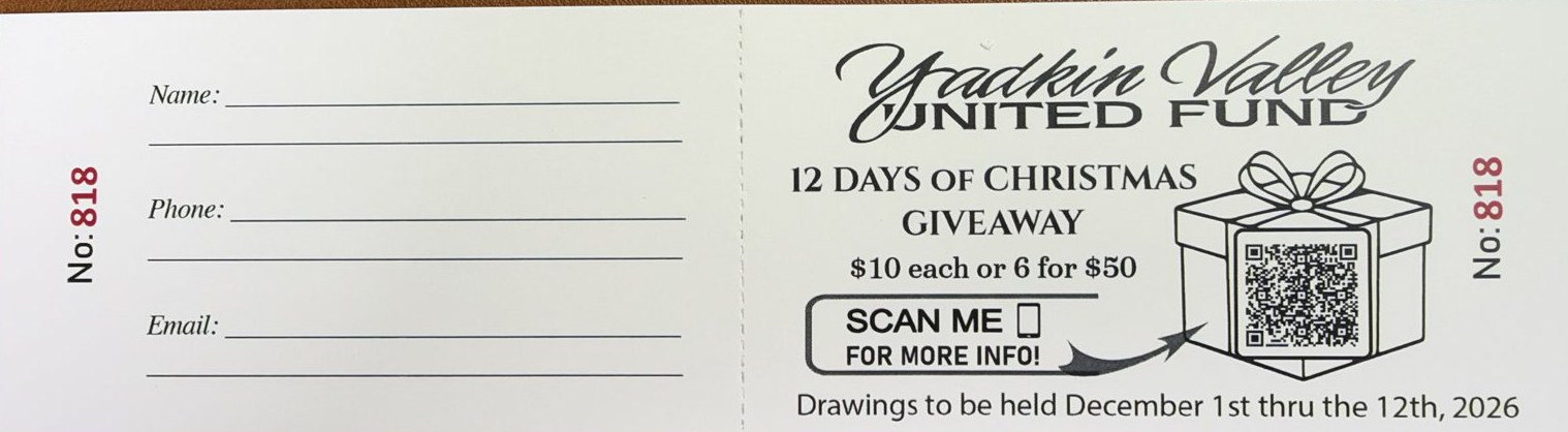 12 Days of Christmas Giveaway raffle ticket - drawings December 1st through 12th, 2026